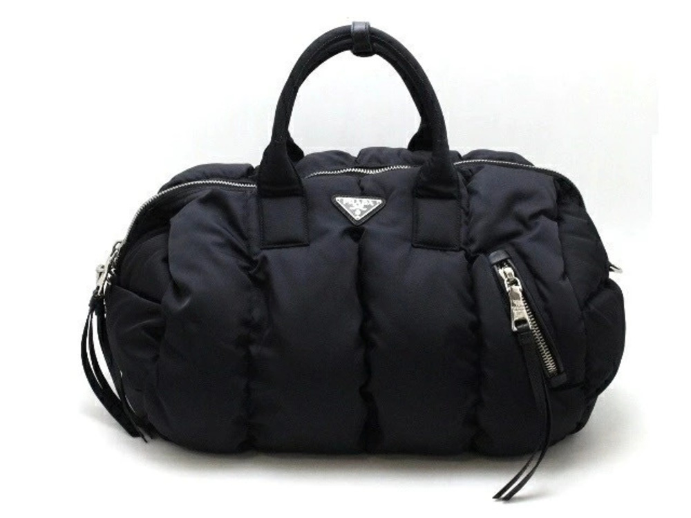 Prada Bomber Boston Bag Black